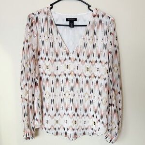 White House Black Market Slit Sleeve Printed Blouse 8